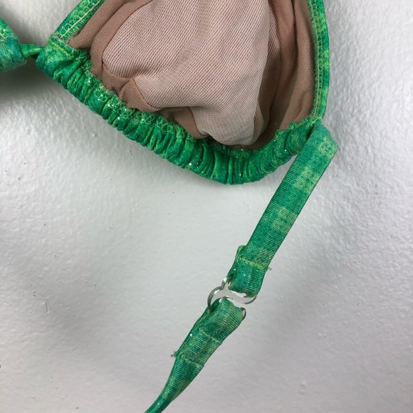 Sparkly Green Gingham Bikini Top - Picture 5 of 6